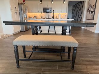 Dinning Table & Bench ( includes 4 chairs need re-upholstered)