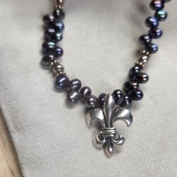 Mignon Faget Pearl Fleur De Lis Necklace