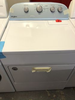 New scratch and dent whirlpool dryer. 1 year warranty