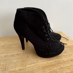 Black Bootie Rhinestone Heels