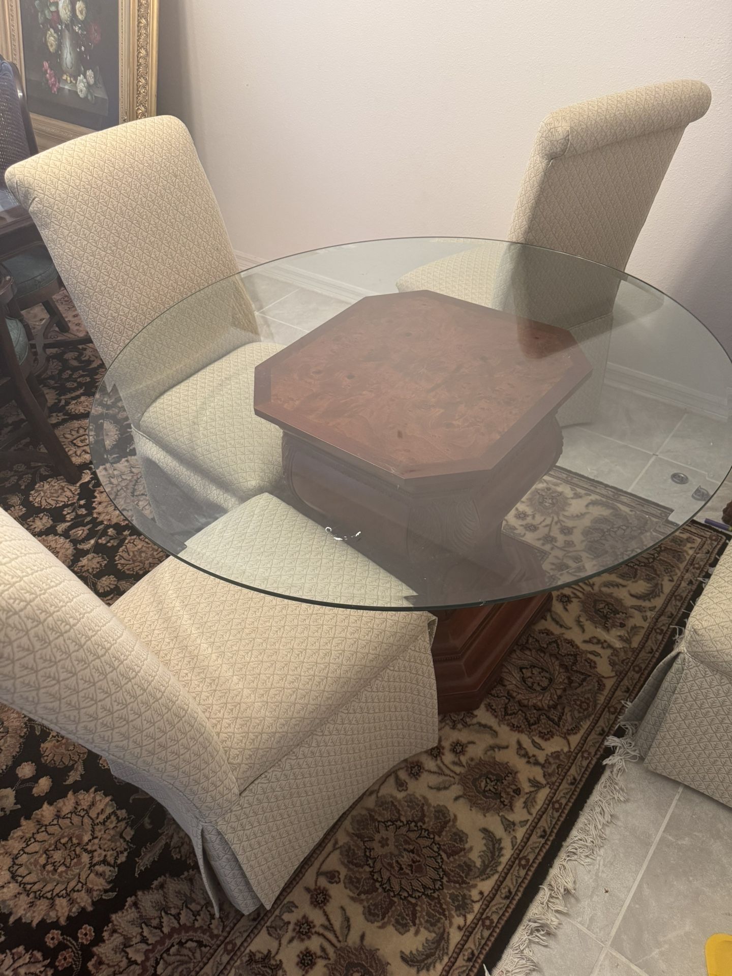 Glass Table With Upholstered Chairs