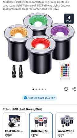 ALEDECO 4 Pack 3w 12v Low Voltage In-ground Lights LED Landscape Light Waterproof IP67 Pathway Lights Outdoor spotlights Trees Flags for Garden,Yard,T