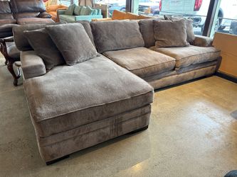 JONATHAN LOUIS Brown 114″ Wide Sectional Sofa with Left Chaise