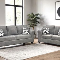New Beautiful 2pc  Slick Gray Sofa Set ⭐️ Shop With $0 Down⭐️ Shop Now Pay Later ⭐️ Finance With $0 Down 