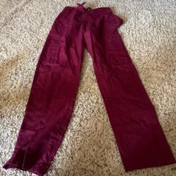 Burgundy Scrub Pants with Drawstring