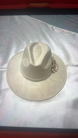 Wide Brim Fedora Hat with Pearl Embellishment