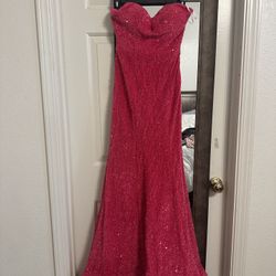 Pink Sequin Strapless Mermaid style Prom Dress