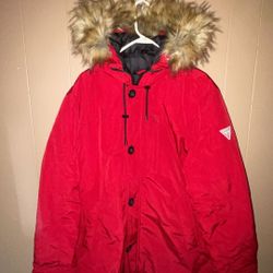 GUESS Men's Heavyweight Hooded Parka Jacket With Removable Faux Fur Trim - XL