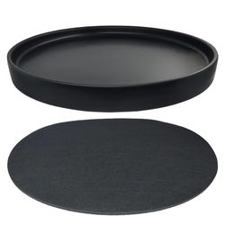 Ceramic Plant Saucer Black Deep Pot Tray - 1 Pack 15 inch, Planter Saucers Water Drip Trays for Indoors Outdoor, Thick Durable Sturdy Flower Pot Sauce