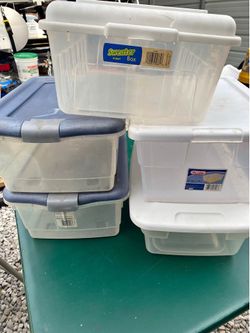 Variety of large and X-Large plastic totes with lids