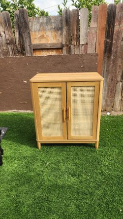Better Homes & Gardens Springwood Caning Bar Cabinet, Light Honey