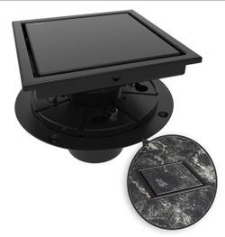 (Brand New in Box) 
WEBANG 6 Inch Square Shower Drain Black Floor Drain with Flange Reversible 2-in-1 Cover Tile Insert Grate Removable SUS304 Stainle