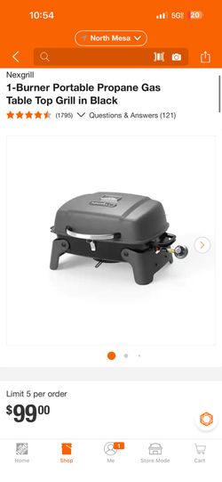 New Nexgrill 1-Burner Portable Propane Gas Table Top Grill in Black