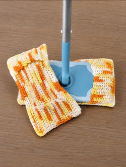 Crochet Dust Cover Set - Reusable Mop Pad in Creamsicle Cotton Yarn