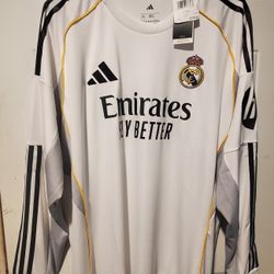  Real Madrid 25/26 Long Sleeve Home Jersey Size 2xl and M
