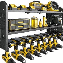 Power Tool Organizer Wall Mount, 8 Drill Holder Wall Mount with 3 Layer Cordless Tool Organizer