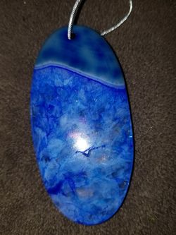 3" Vintage Agate Pendant with Sterling Silver Chain 20" - NEW