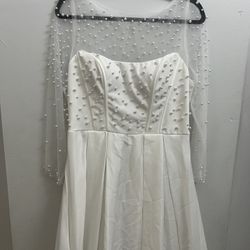 Long Sleeves White Wedding Dress 