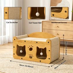 2-in-1 cat scratching board and cat bed