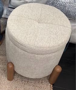 Oatmeal Chenille Storage Ottoman – HomeGoods – $40