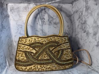 Gold Beaded Sequin Evening Handbag