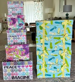 9 Pc. Decorative Storage Boxes-4 Coastal & 5 Nesting