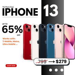 📱 iPhone 13 6.1” (T-Mobile, Pre-Owned) – Now $279! Save 65% 💥