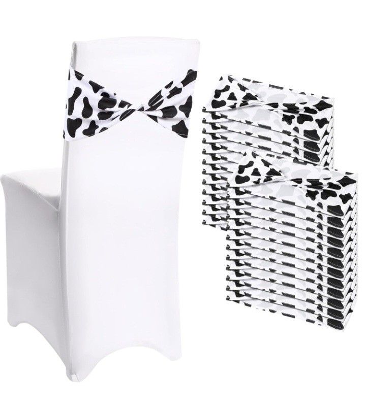 35 Pcs Cow Stripe Chair Sashes Spandex Cow Chair Bands Animal Print Elastic Chairs Sashes Bow Polyester Bands Ties Without Buckle for Animal S
