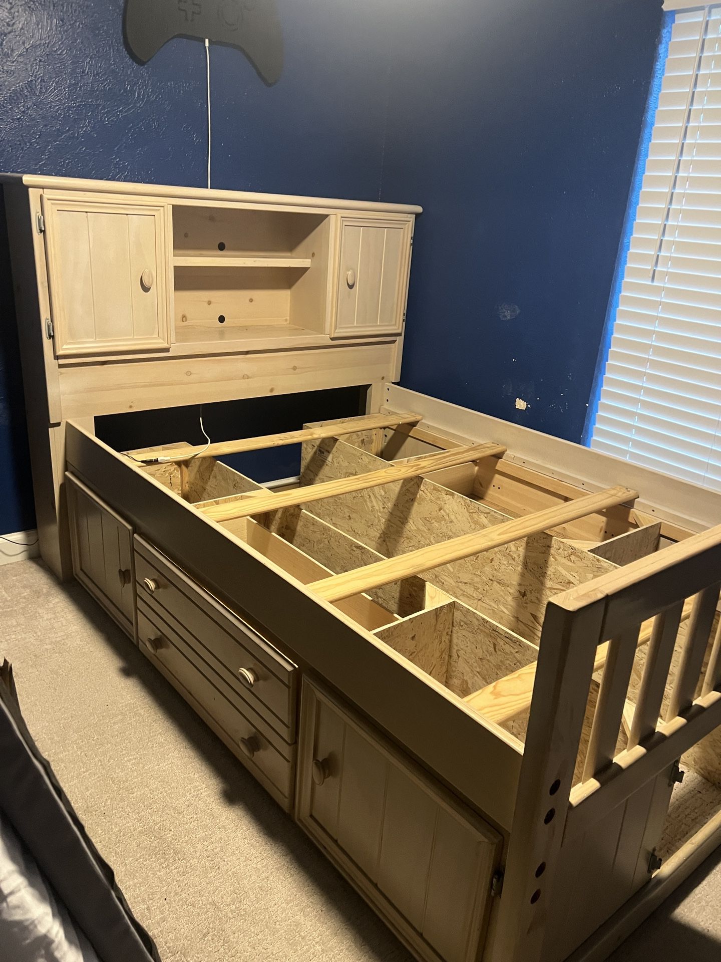 Full Size Wooden Bed Frame With Storage 