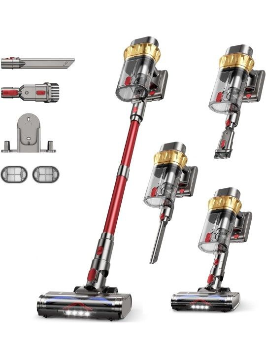 650W 55KPA Cordless Vacuum Cleaner, 75 Mins 2L Double Dustcup Stick Vacuum Cordless Rechargeable, Anti-Tangle & Wall Mount