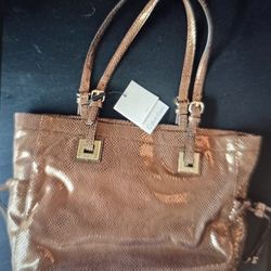 NEW CALVIN KLEIN Bronze Metallic Satchel Handbag