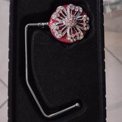 Handbag/Purse Tabletop Hanger Jeweled Purple and Silver.