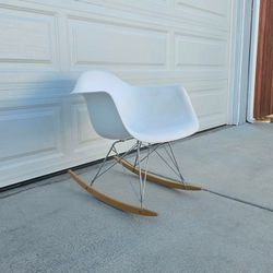 Eames Style White Rocking Chair Mid Century Modern