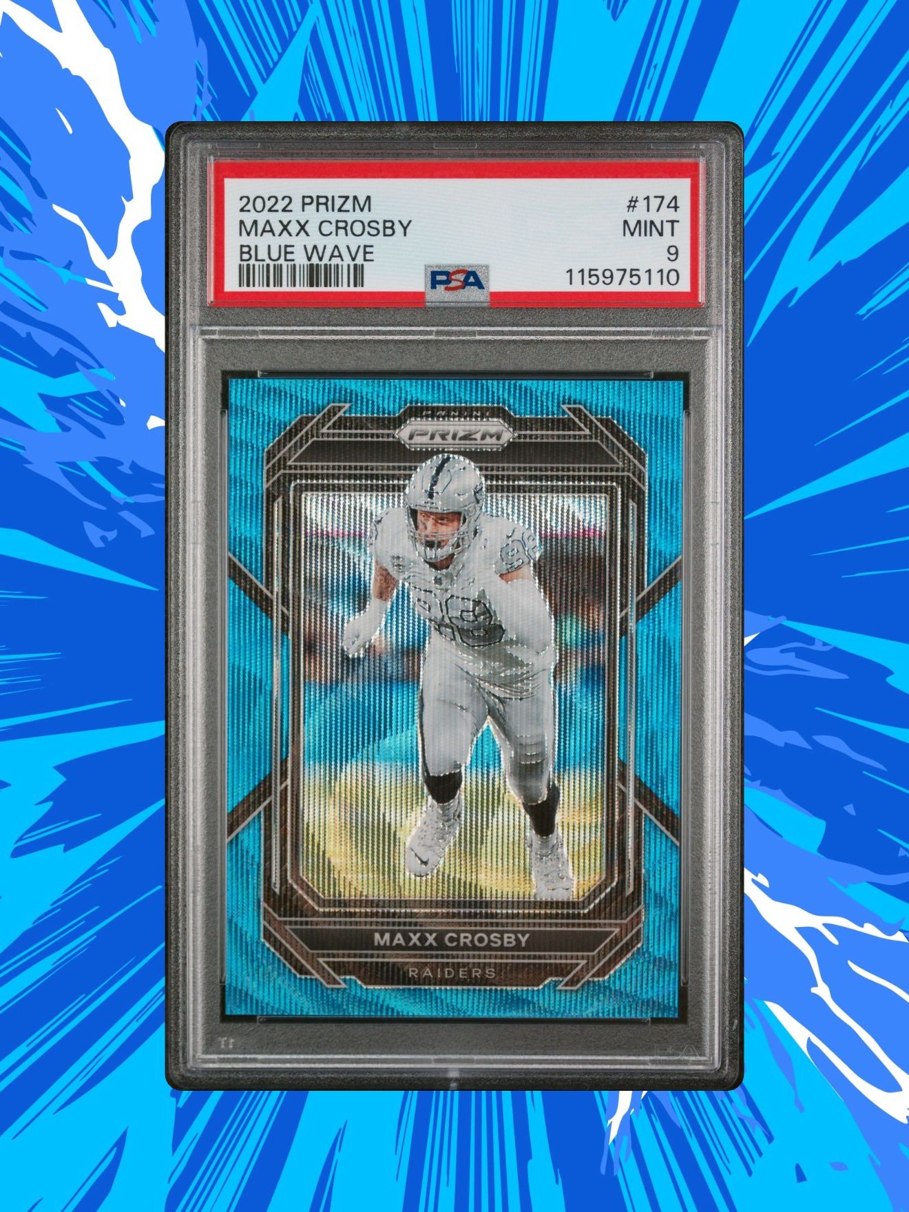 2022 Prizm Maxx Crosby Blue Wave /199 PSA 9