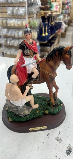 San Martin De Caballero 8" Inch Statue Brown Horse Religious FigureF