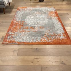 Orange & Gray Area Rug 5/8 