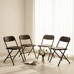 Homy Casa NOLA Folding Chairs 4PC Heavy Duty Portable Event Party Office Dining Extra Seating Black