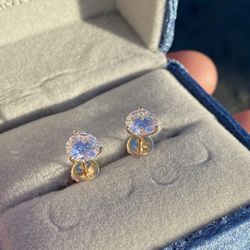 Solid 14K Gold Diamond Studs