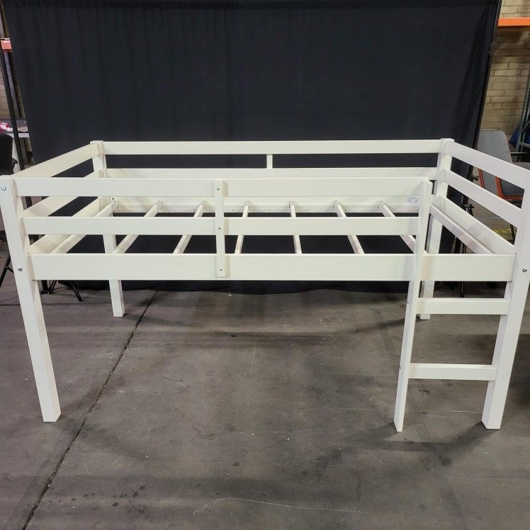 Twin Wood Low Loft Bed with Ladder