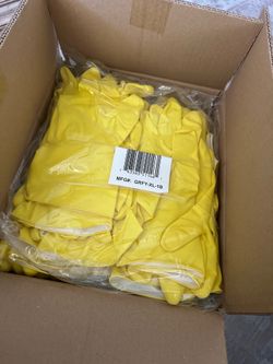 Yellow Latex Flock Lined Gloves
