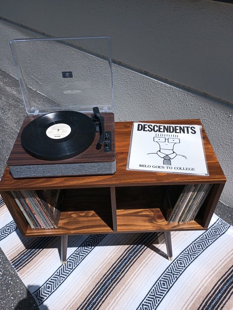 * NEW * Custom made mid century modern vinyl record cabinet console stand shelf 12" LP MCM vintage retro antique 1960s 1970s 1980s custom built