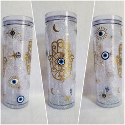 Hamsa And Evil Eye Snowglobe Tumbler Cup