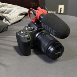 Cannon E05 R-7 and DJI mini mics with extra battery and charger +rode mic