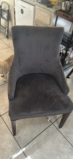 Gray Velvet Upholstered Accent Dining Chair