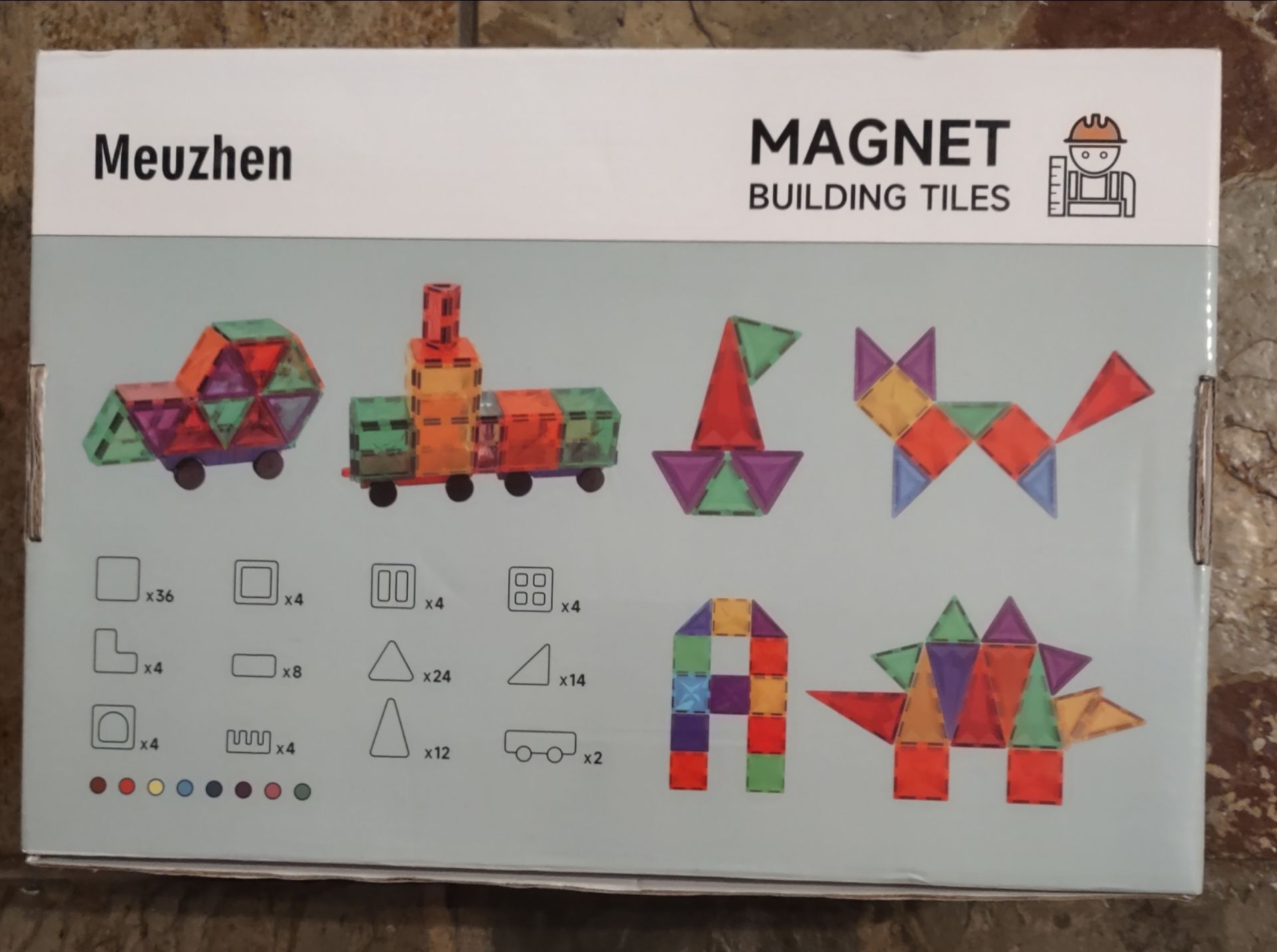 Meuzhen 120-Piece Magnetic Building Set, Plastic Tiles, Age 3+ (Box)