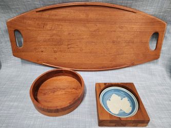 Mid Century Teak Tray W/ Bowls (Selling Separately)