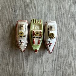 Vintage Kurt Adler KSA Mercury Glass Boat Ornaments Set of 3