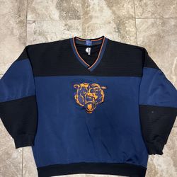 Vintage Pro Player Chicago Bears NFL Football Sweatshirt V Neck Logo Blue X-Large some flaws 