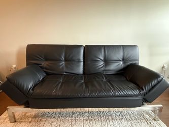 Black leather couch