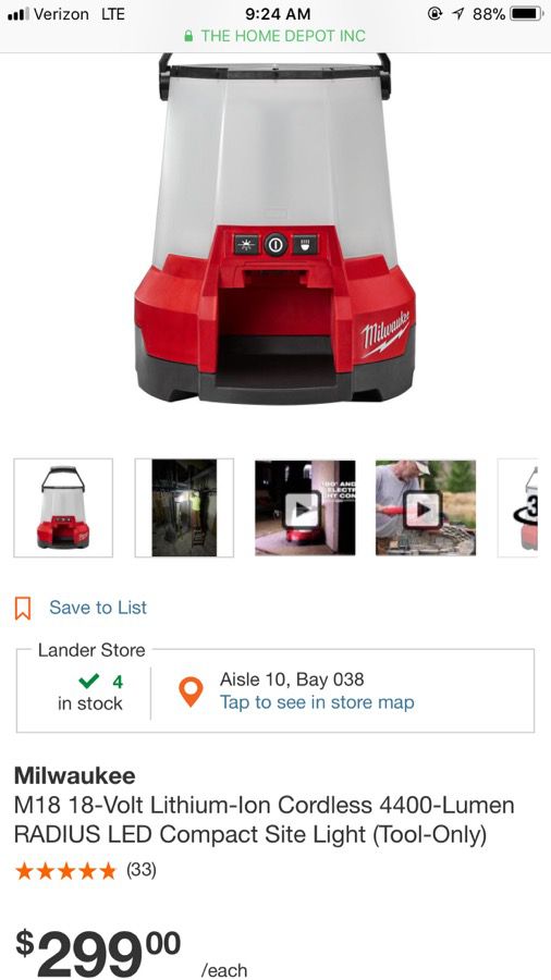 NEW Milwaukee M18 18-Volt Lithium-Ion Cordless 4400-Lumen RADIUS LED  Compact Site Light (Tool-Only) for Sale in Lake Stevens, WA OfferUp